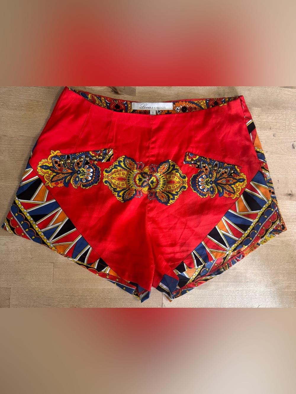 Lovers + Friends Studded floral tribal mini shorts